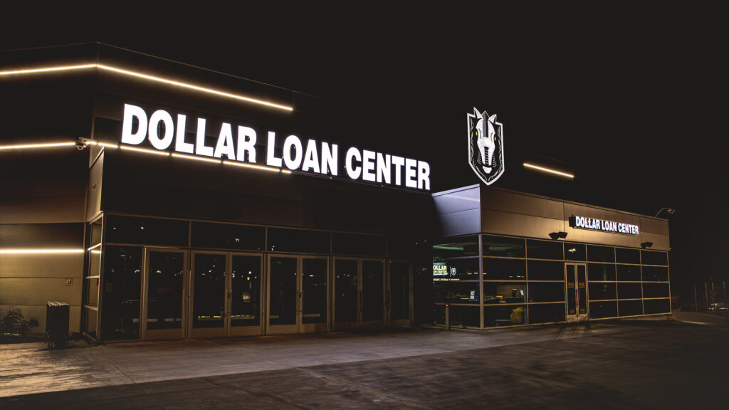 The Dollar Loan Center exterior at night